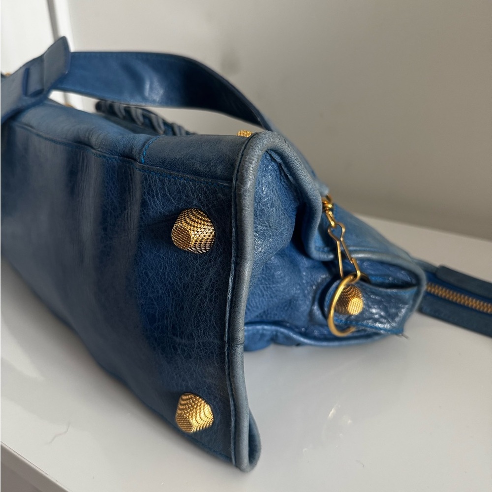 Balenciaga Navy Shoulder Bag with Gold Accents - Picture 9 of 12